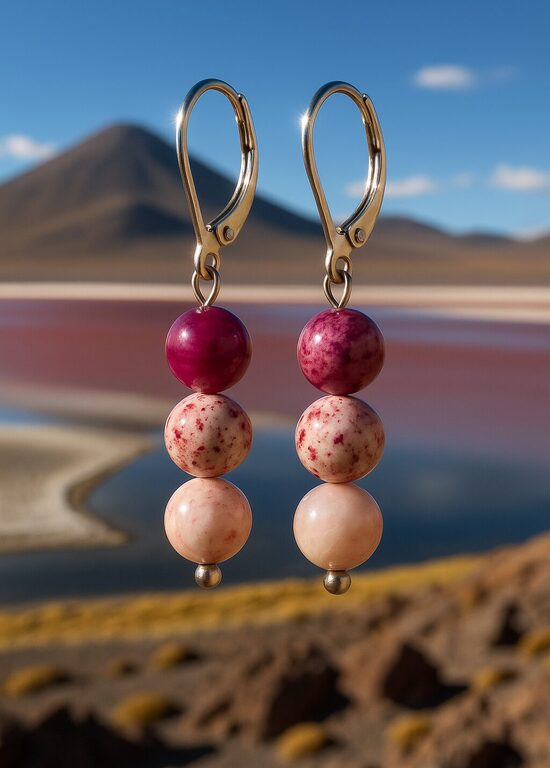 Dabīgo pērļu auskari "Laguna Colorada, Bolīvija"